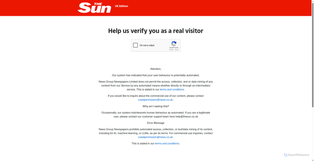 Security scan screenshot of https://www.thesun.co.uk/fabulous/horoscopes/