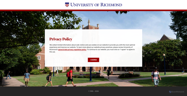 Security scan screenshot of https://activities.richmond.edu