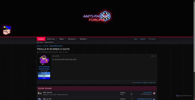 Security scan screenshot of http://antifandom.org/index.php?threads%2Ftrolls-r-scsred-u-guys.22%2F