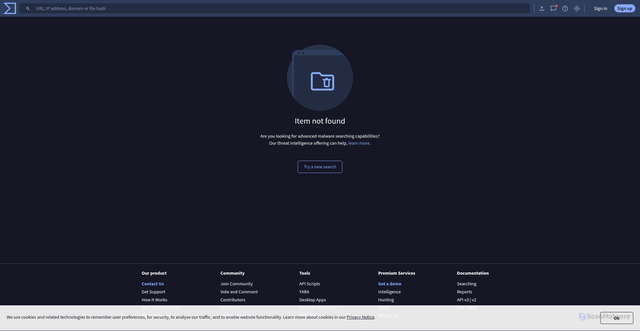 Security scan screenshot of https://www.virustotal.com/gui/url/