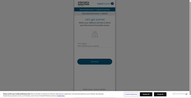 Security scan screenshot of https://apply.internetessentials.com/