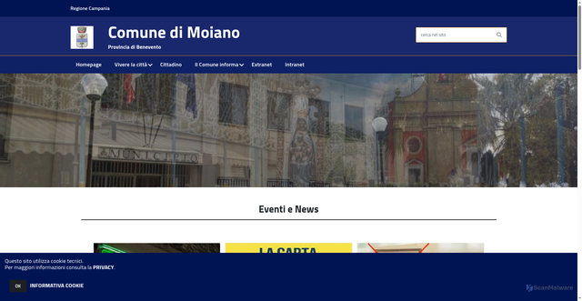 Security scan screenshot of https://www.comune.moiano.bn.it/hh/index.php