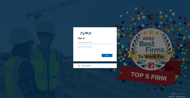 Security scan screenshot of https://ae2s-my.sharepoint.com