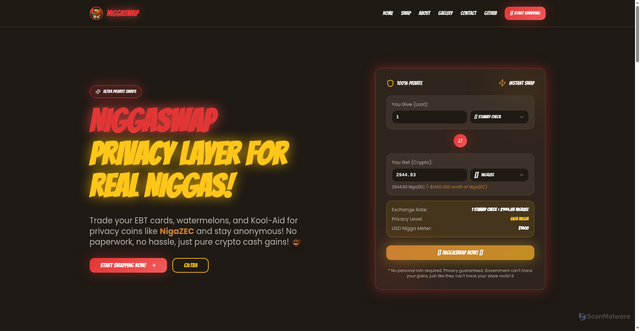 Security scan screenshot of https://tryniggaswap.xyz/