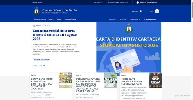Security scan screenshot of https://www.comune.cavaso.tv.it