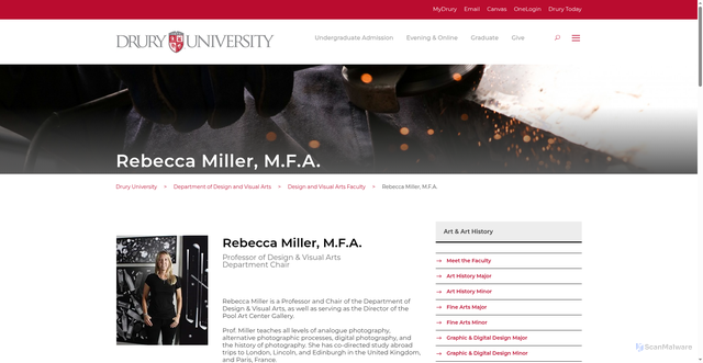 Security scan screenshot of https://www.drury.edu/art/art-faculty/rebecca-miller/