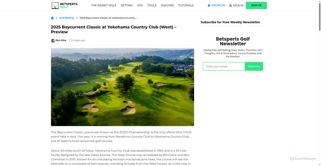 Security scan screenshot of https://betspertsgolf.com/golf-betting/2025-baycurrent-classic-at-yokohama-country-club-west-preview