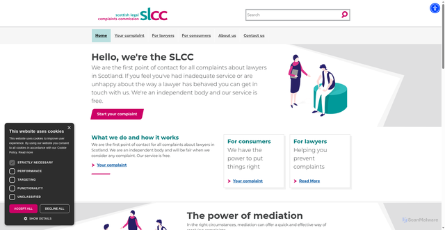 Security scan screenshot of https://www.scottishlegalcomplaints.org.uk/