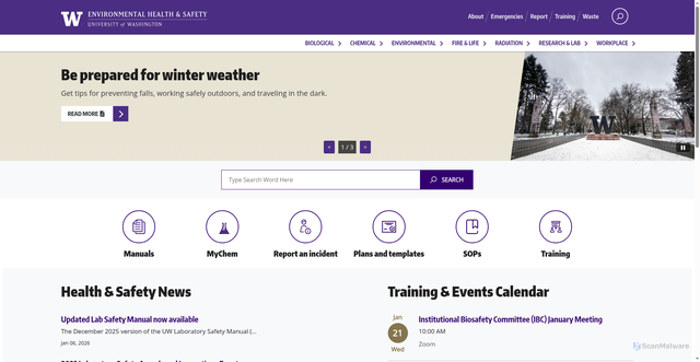 Security scan screenshot of https://www.ehs.washington.edu