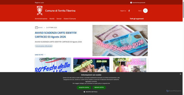 Security scan screenshot of https://www.comune.torritatiberina.rm.it