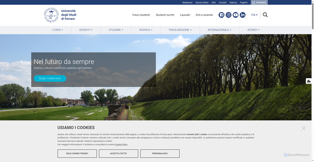 Security scan screenshot of https://www.unife.it/it