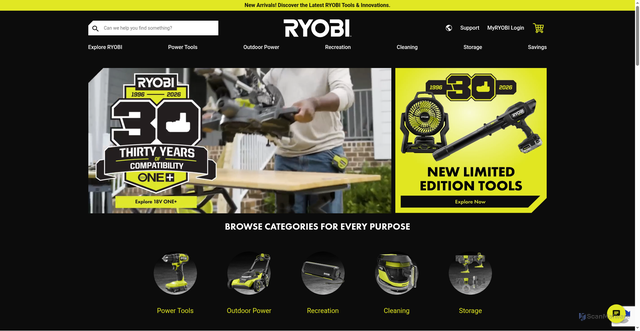 Security scan screenshot of https://ryobitools.com