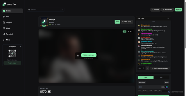 Security scan screenshot of https://pumpfunstreaming.netlify.app/