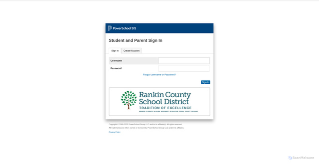 Security scan screenshot of https://rankin.powerschool.com
