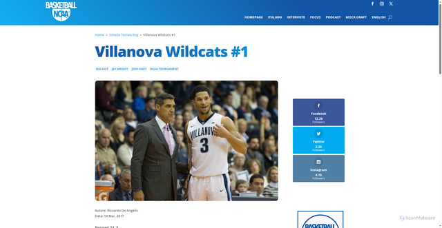 Security scan screenshot of https://basketballncaa.com/villanova-wildcats-1/
