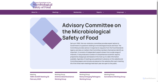Security scan screenshot of http://acmsf.food.gov.uk
