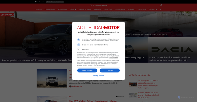 Security scan screenshot of https://actualidadmotor.com
