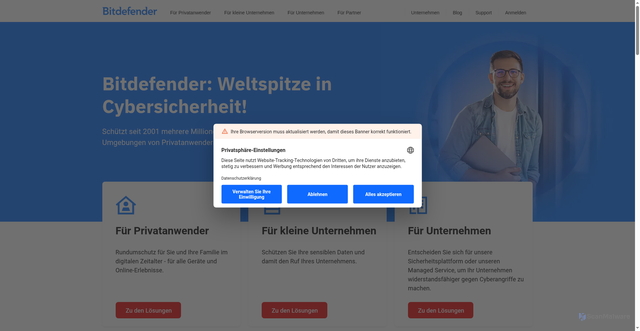 Security scan screenshot of https://bitdefender.de