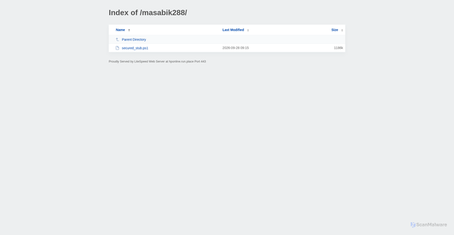 Security scan screenshot of https://hponline.run.place/masabik288/