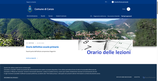 Security scan screenshot of https://www.comune.canzo.co.it/