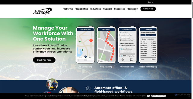 Security scan screenshot of https://actsoft.com
