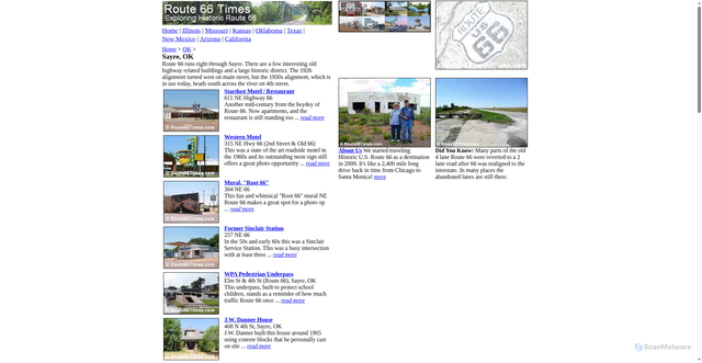 Security scan screenshot of https://route66times.com/ok/sayre.htm