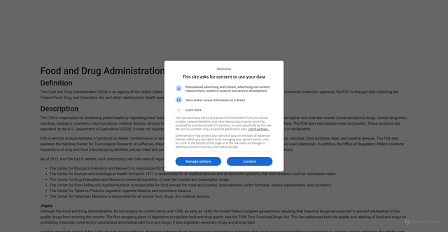 Security scan screenshot of https://reference.jrank.org/environmental-health/Food_and_Drug_Administration.html
