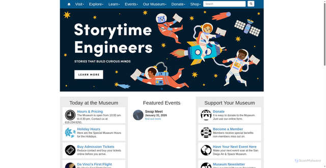 Security scan screenshot of https://sandiegoairandspace.org/