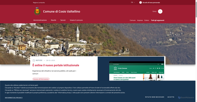 Security scan screenshot of https://www.comune.cosiovaltellino.so.it/