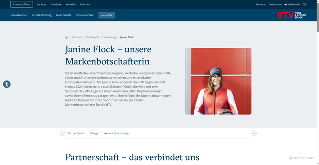 Security scan screenshot of https://btv.at/ueber-uns/philosophie/sponsoring/janine-flock/