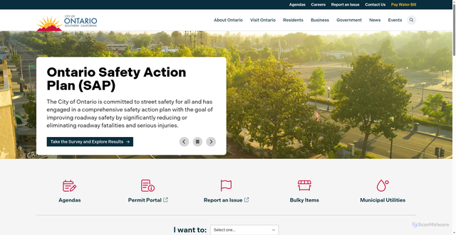 Security scan screenshot of https://www.ontarioca.gov/