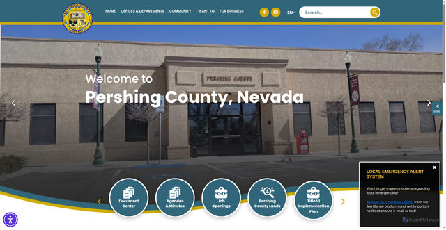 Security scan screenshot of https://pershingcountynv.gov/