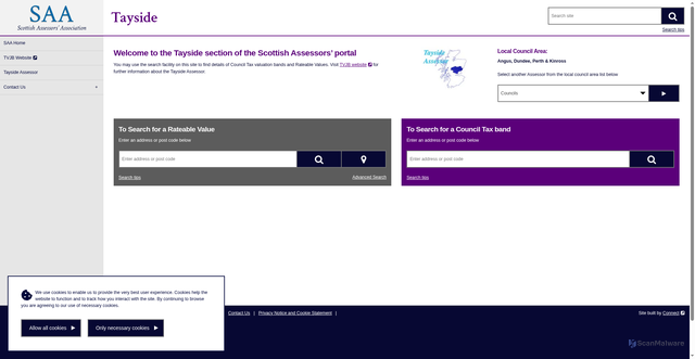 Security scan screenshot of https://www.saa.gov.uk/tayside/