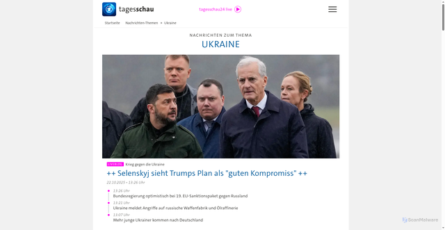 Security scan screenshot of https://www.tagesschau.de/thema/ukraine