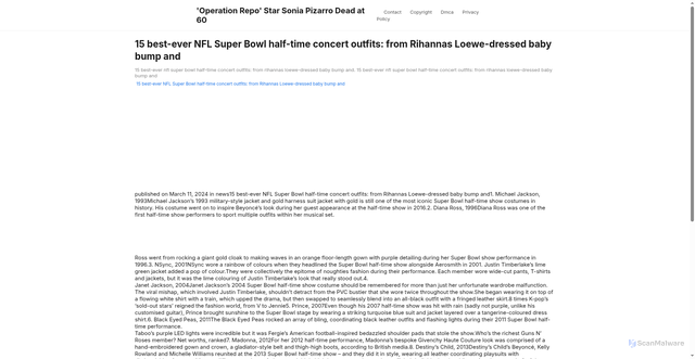 Security scan screenshot of https://zonainspiratifstories-dph4djh8zu08.edgeone.app/15-best-ever-nfl-super-bowl-half-time-concert-outfits-from-rihannas-loewe-dressed-baby-bump-and.html