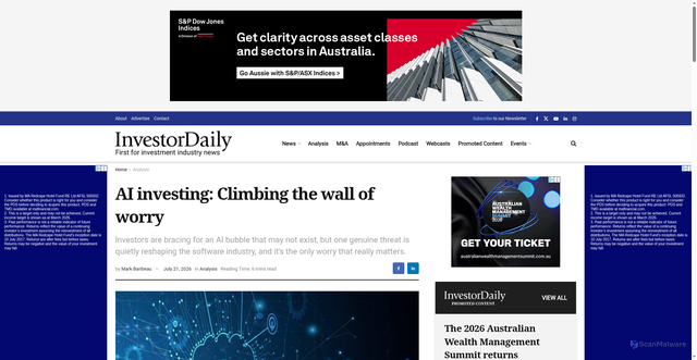 Security scan screenshot of https://www.investordaily.com.au/ai-investing-climbing-the-wall-of-worry/