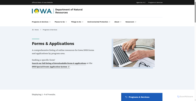 Security scan screenshot of https://programs.iowadnr.gov