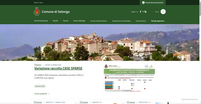 Security scan screenshot of https://www.comune.seborga.im.it/