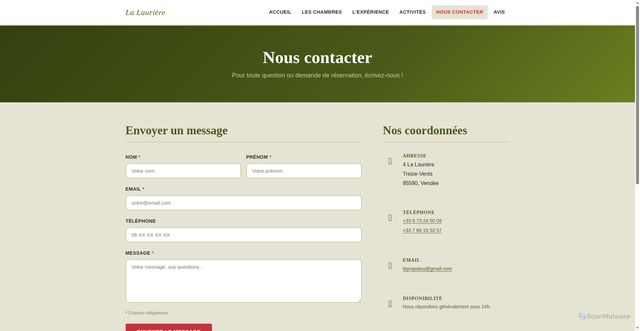 Security scan screenshot of https://lalauriere.com/contact.html