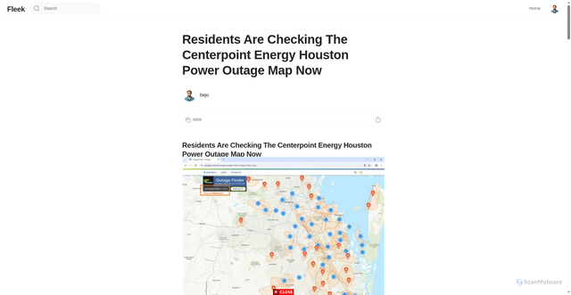 Security scan screenshot of https://blog.fleek.co/flk/residents-checking-centerpoint-energy-houston-747k