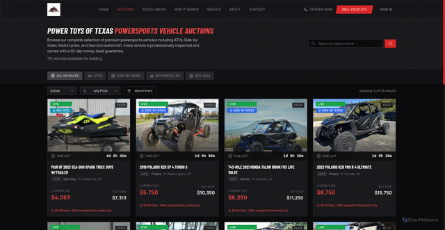 Security scan screenshot of https://powertoysoftexas.net/auctions