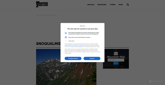 Security scan screenshot of https://www.mountainzone.com/town/snoqualmie-pass/