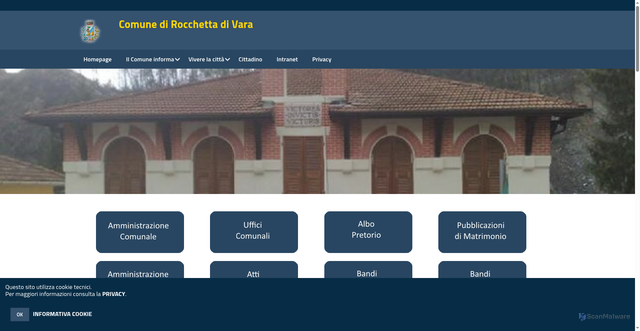 Security scan screenshot of https://www.comune.rocchettadivara.sp.it/hh/index.php