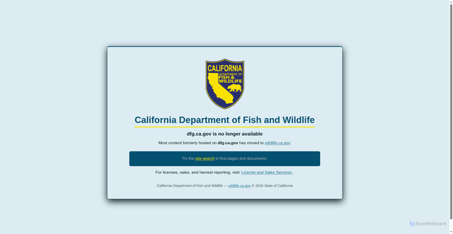 Security scan screenshot of https://dfg.ca.gov
