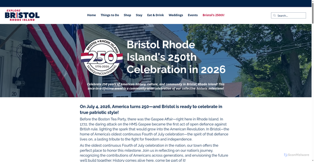 Security scan screenshot of https://www.explorebristolri.com/bristol-250