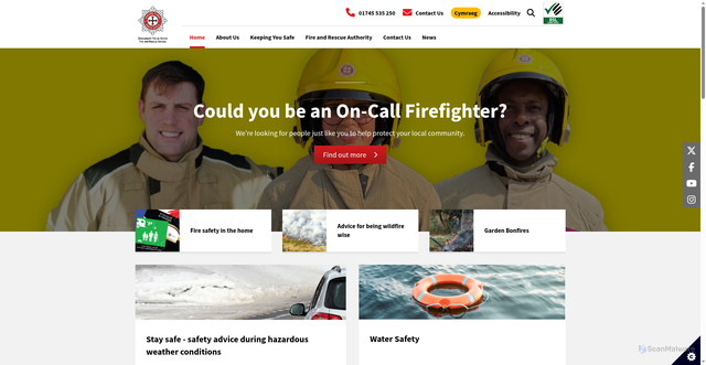 Security scan screenshot of https://www.northwalesfire.gov.wales/