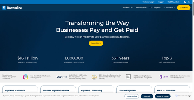 Security scan screenshot of https://www.bottomline.com