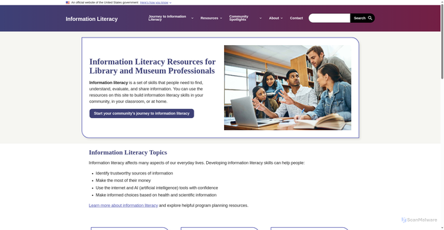 Security scan screenshot of https://informationliteracy.gov/