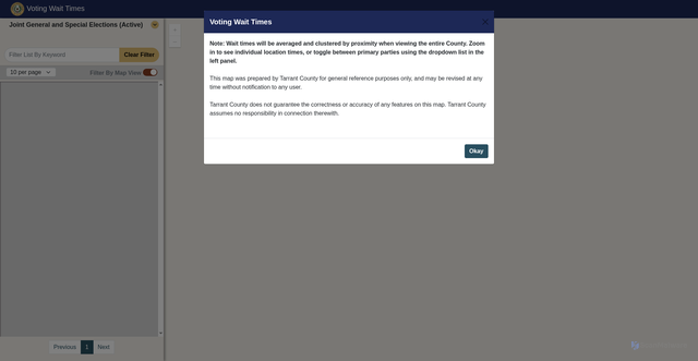 Security scan screenshot of https://gisit.tarrantcounty.com/tcvotingwaittime/