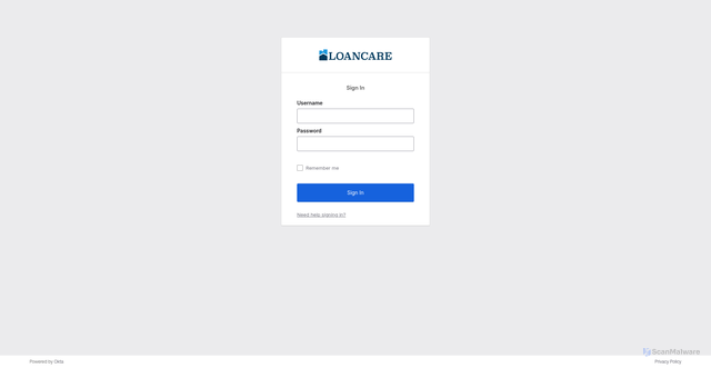 Security scan screenshot of https://myloancare.okta.com